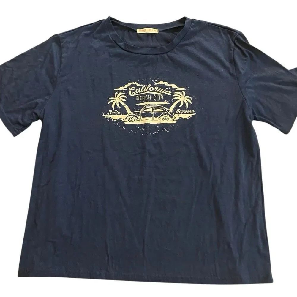 Romwe short sleeve blue XL California beach city